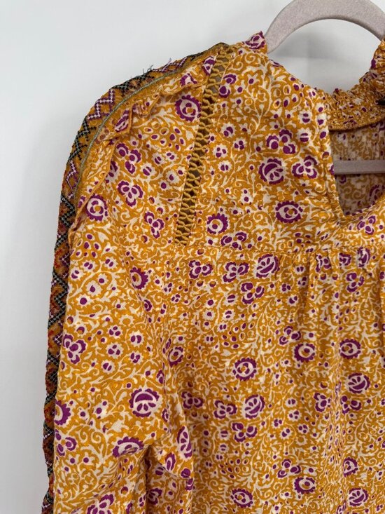 Women’s Anthropologie Maeve Embroidered Boho Top •Size 6 yellow festival - Picture 11 of 16